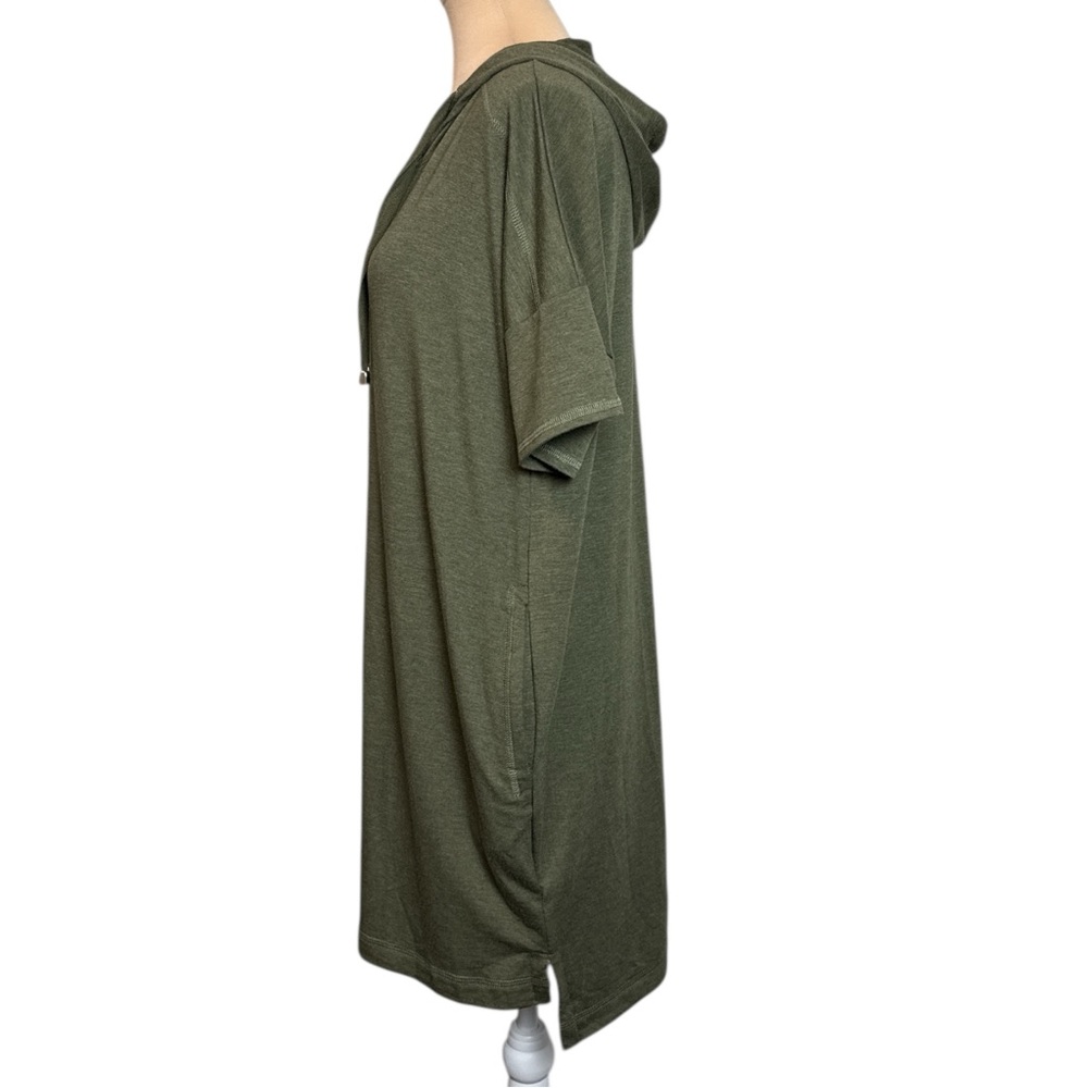 Cable & Gauge (EUC) Green Hooded Short Sleeve Midi Dress/Cover-up Size Large - Picture 3 of 5